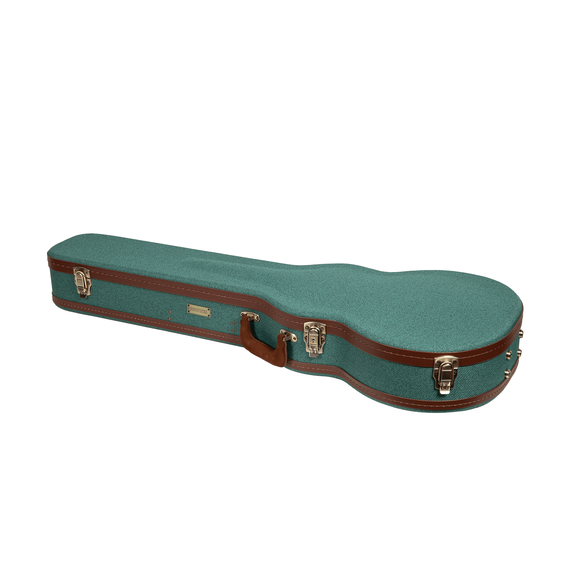 Crossrock Master Series - Wooden Les Paul Electric Guitar Case - Security Lock, Genuine Leather Handle, Reinforced Hardware, Metal Feet, Storage Space- Malachite Blue Tweed