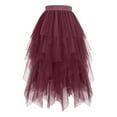 thumbnail image 3 of Women's High-Waist Flowy Midi Skirt with Layered Tulle for Parties and Special Events, Asymmetrical Party Skirt for a Dramatic Look, Apparel for Ladies, Large, 3 of 3