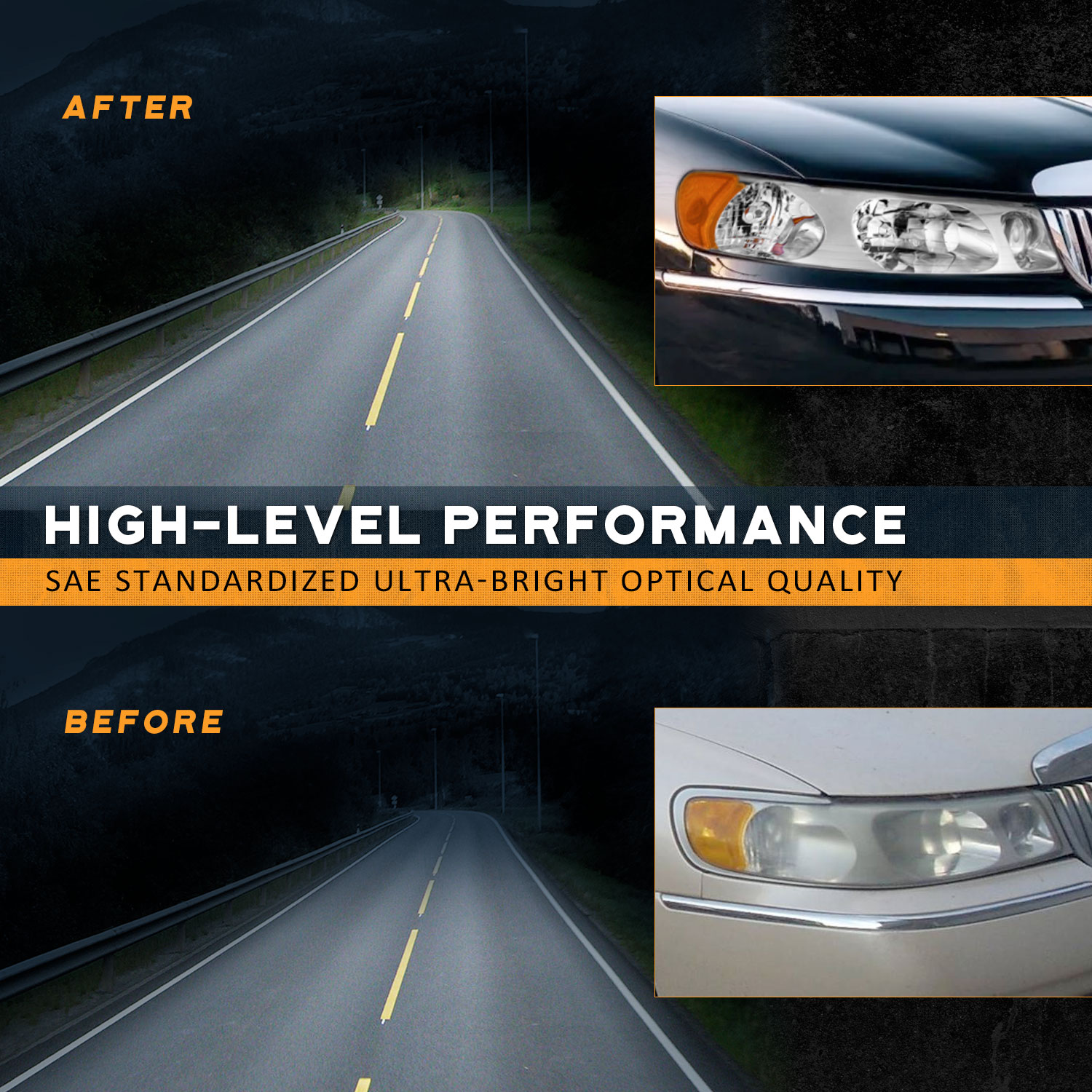 WEELMOTO Headlights for 1998-2002 Lincoln Town Car, Halogen Headlight Compatiable with 98 1999 2000 2001 02 Lincoln Town Driver&Passenger side