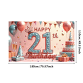 thumbnail image 3 of Yatrandify Elegant Design Birthday Banner Glitter Effect Cake Decoration Party Backdrop for Adult Celebration 21st Birthday, 3 of 8