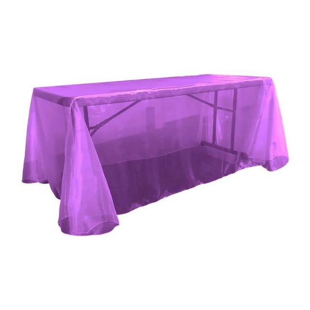 LA Linen TCOrgz90X156-Purple230 Sheer Mirror Organza Rectangular Tablecloth, Purple - 90 x 156 in.