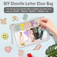 thumbnail image 6 of Izuzta Clear PVC Flat Pouch,PU Makeup Bag Clear Zipper Pouch with Wristlet,DIY Chenille Letter Bag Waterproof Portable Travel Toiletry Bag Cosmetic Pouch for Women Girls(Grey), 6 of 6