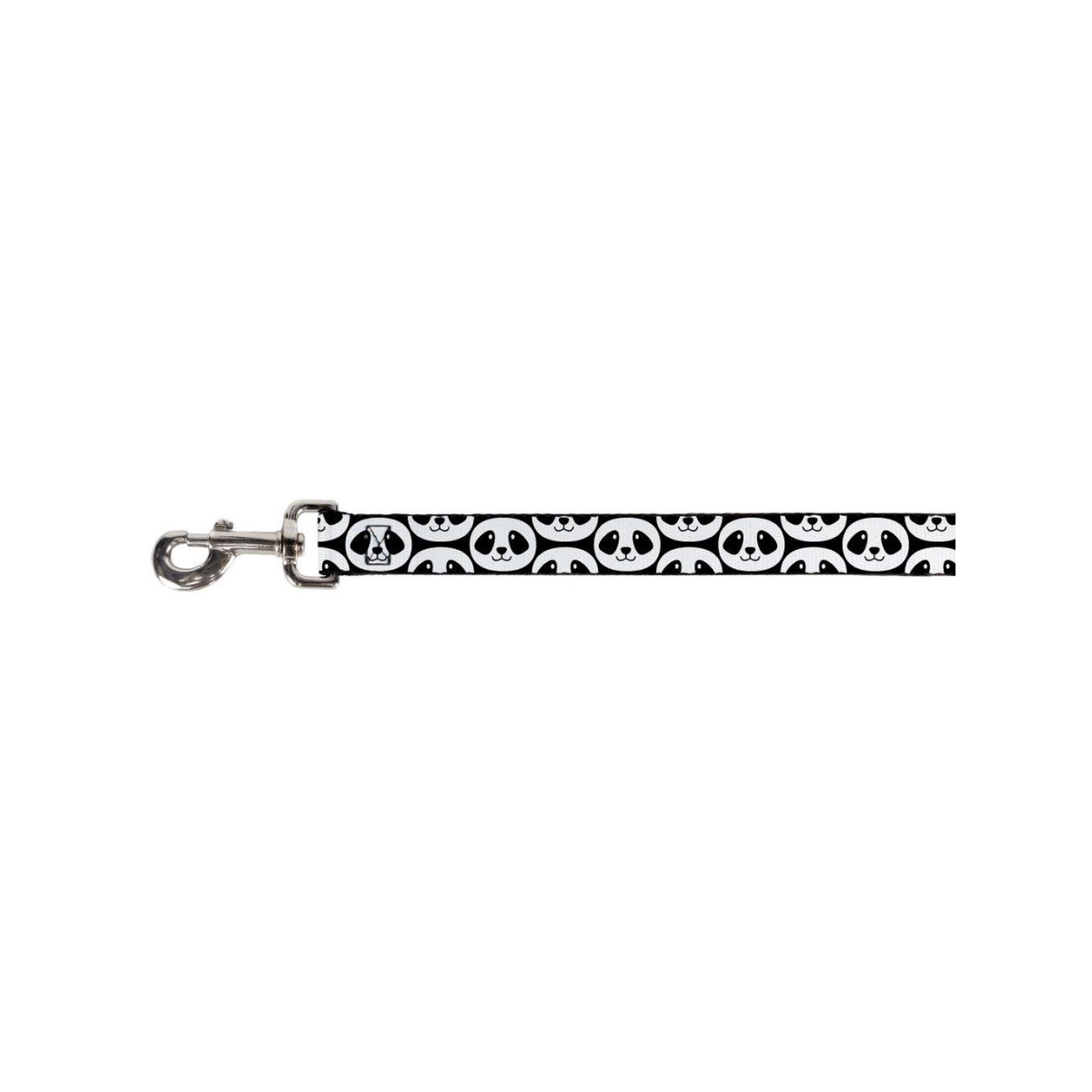 Buckle-Down 1.5 Wide Smiling Panda Repeat Black White Dog Leash