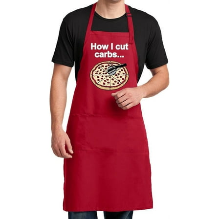 Carb Pizza Funny Workout Lazy Kitchen Apron - Red