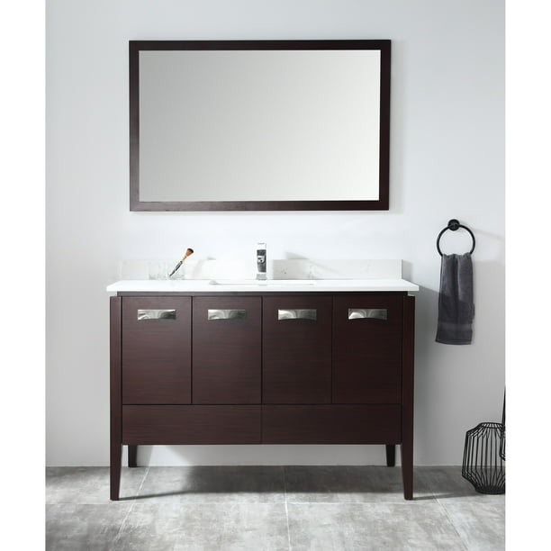 Chans Furniture 48 Tennant Brand Adagio Espresso Bathroom Vanity With Mirror Walmart Com Walmart Com