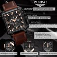 thumbnail image 5 of ZUNPAI Mens Watch Sports Multifunction Chronograph Quartz Analog Wristwatch for Men Stainless Steel Fashion Rubber Strap Watches, 5 of 7