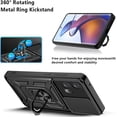 thumbnail image 3 of Phone Case for Motorola Edge 30 Fusion 5G,Military Grade Shockproof Heavy Duty Protective Slide Camera Lens Cover Finger Ring Kickstand Case for Edge 30 Fusion 5G/S30 Plus 5G 6.55'' SJ-Red, 3 of 8