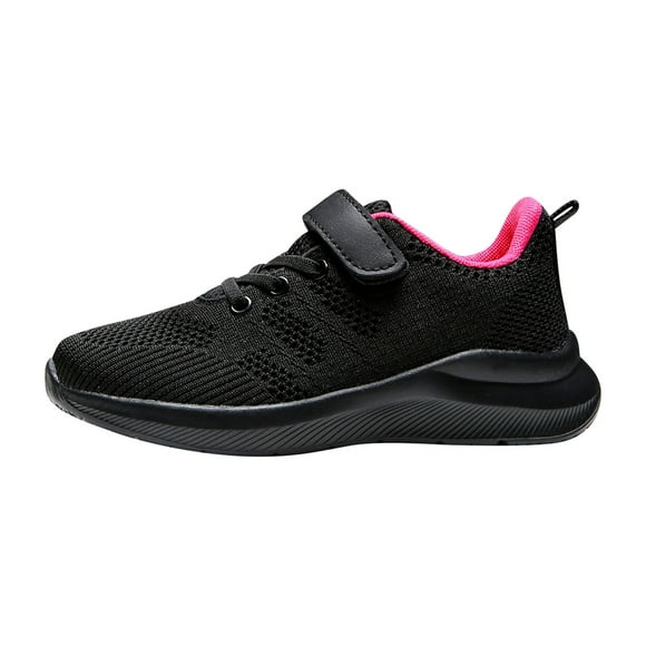 Kids Shoes Girls Kids Boys and Girls Solid Color Breathable Sneakers with Strap Lightweight Casual Running Shoes Footwear Babies Chaussures Femme Hot Pink 10 Years-10.5 Years