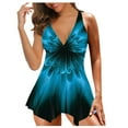 thumbnail image 1 of Women Plus Size Print Strappy Back Tankini Set Two Piece Swimsuits Swimdress, 1 of 9