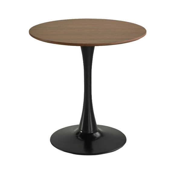 24 Inch Round Dining Table for 2-4 People with Walnut Tabletop,Mid-Century Walnut Tulip Kitchen Table, Pedestal Base Table for Small Space Kitchen Dining Living Room
