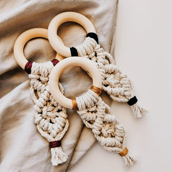 OULII 40Pcs Wooden Rings Set for Crafting Unfinished Wood Hoops with Smooth Surface for Macrame Projects