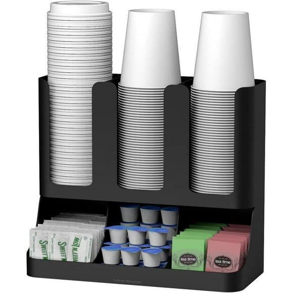 Organizador de almacenamiento Mind Reader para condimentos de café 6 compartimentos color negro
