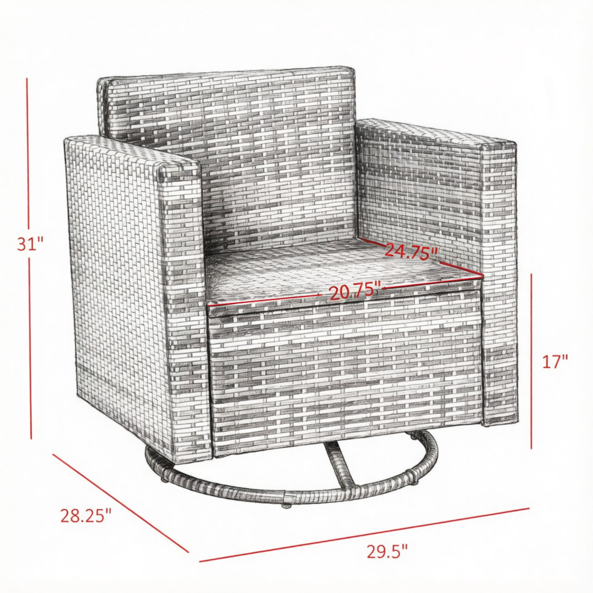Outdoor Swivel Rocker, 360° Patio Glider Chair for Porch, Backyard, Deck, Cream White PE Wicker