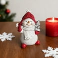 thumbnail image 4 of 1PCS Snowman Figurines, Christmas Statue Snowman Figurine Resin Snowmans Christmas Decorative Statues Miniature Sculpture Tabletop Ornament for Home Indoor Outdoor Holiday Party Centerpieces, 4 of 6