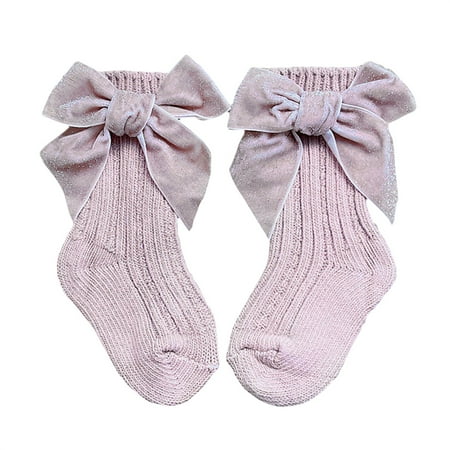 

Ma&Baby Baby Girls Socks Cotton Bow Socks for Newborn Uniform Breathable Dress Socks