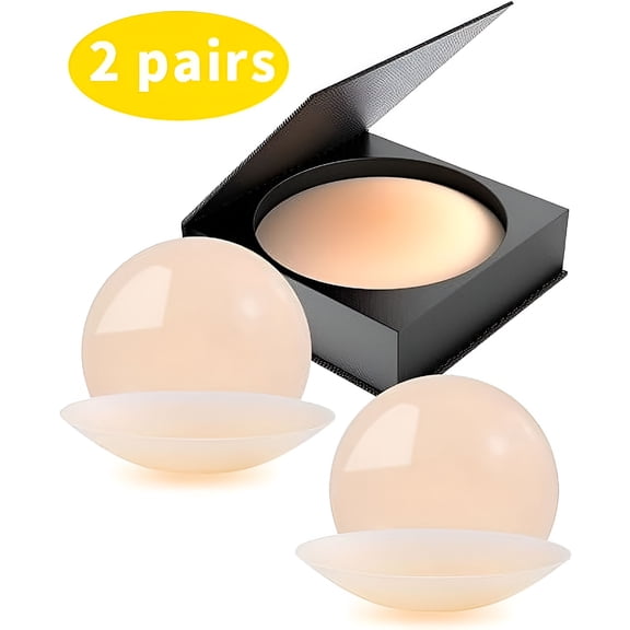 TELOLY 2026 New 2 Pairs Nipple Cover -Sticky Adhesive Silicone Nipple Pasties - Reusable Pasty Nipple Covers for Women for Party, Wedding, Swim, Evening, Casual with Travel Box