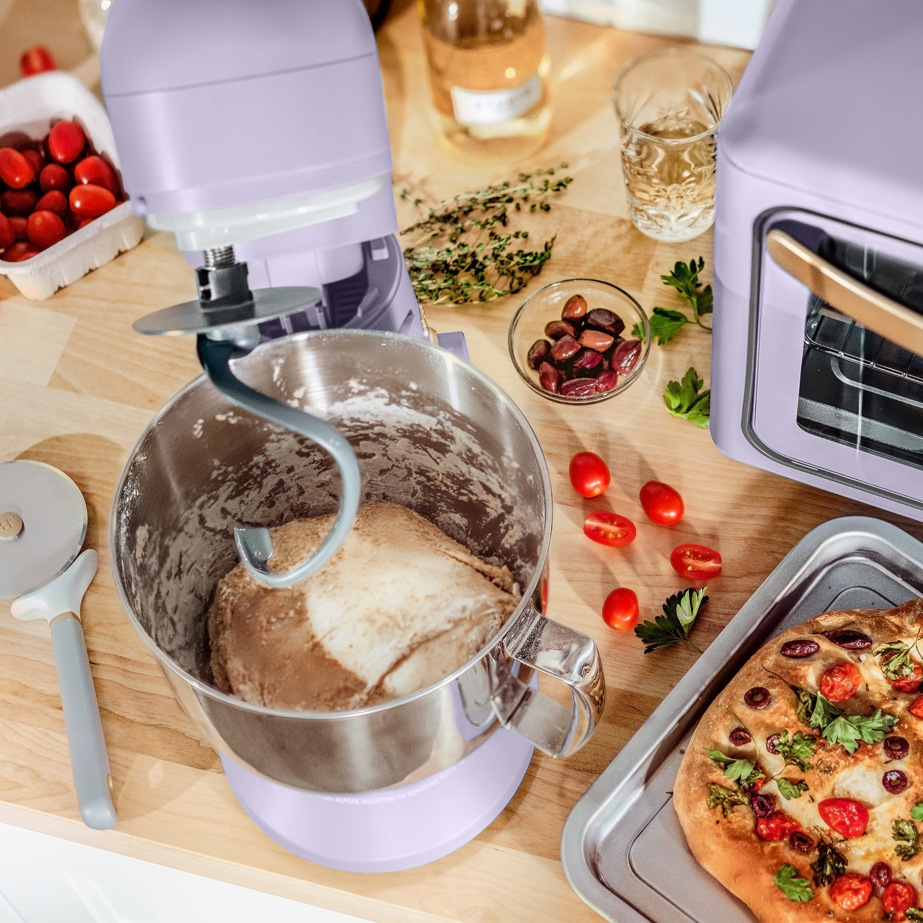 Beautiful 5.3 Qt Stand Mixer, Lavender with Flat Beater, Dough Hook, Balloon Whisk