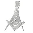 thumbnail image 2 of Real Genuine Diamond 0.60 Cwt. 20+ Grams Masonic Freemason Annuit cœptis Eye of Providence Illuminati Pendant 10K White Gold Over Charm Chain Set, 2 of 4