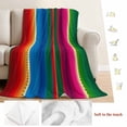 thumbnail image 5 of Mexican Stripes Blanket Soft Cozy Warm Twin Blanket for Bed, Plush Fuzzy Flannel Fleece Blankets for Sofa, Blue Boho Red Green Orange Art Simple Throw Blankets for Couch, Gifts for Men, 60"x80", 5 of 9