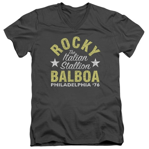 Rocky Rocky Philly Adult V-Neck T-Shirt 30/1 T-Shirt Charcoal