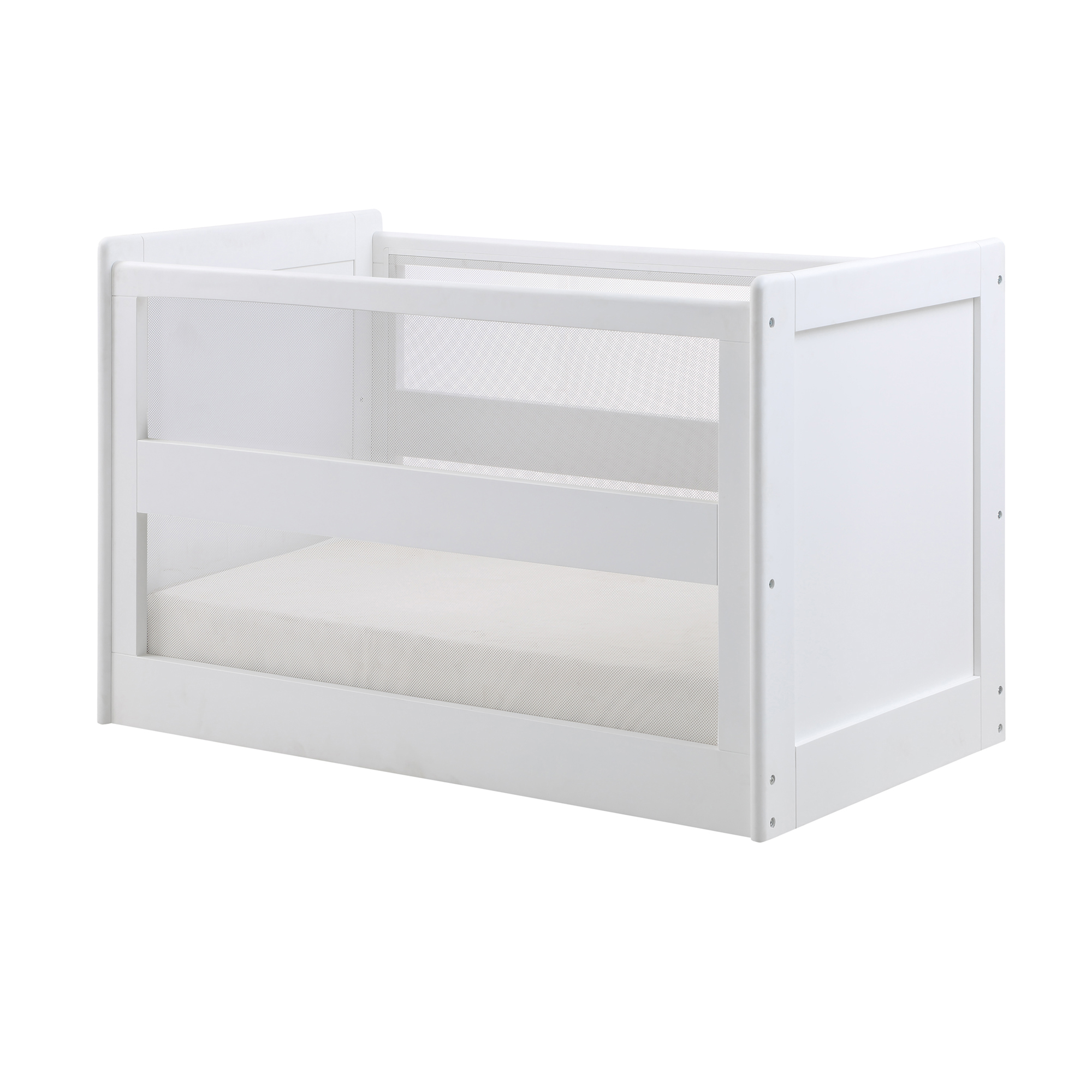BreathableBaby Breathable Mesh 3-in-1 Convertible Crib, White, Greenguard Gold Certified