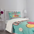thumbnail image 5 of Ambesonne Ice Cream Quilted Bedspread Set 2 Pcs, Words Toppings, Twin Size, Seafoam Pink Pale Yellow, 5 of 6