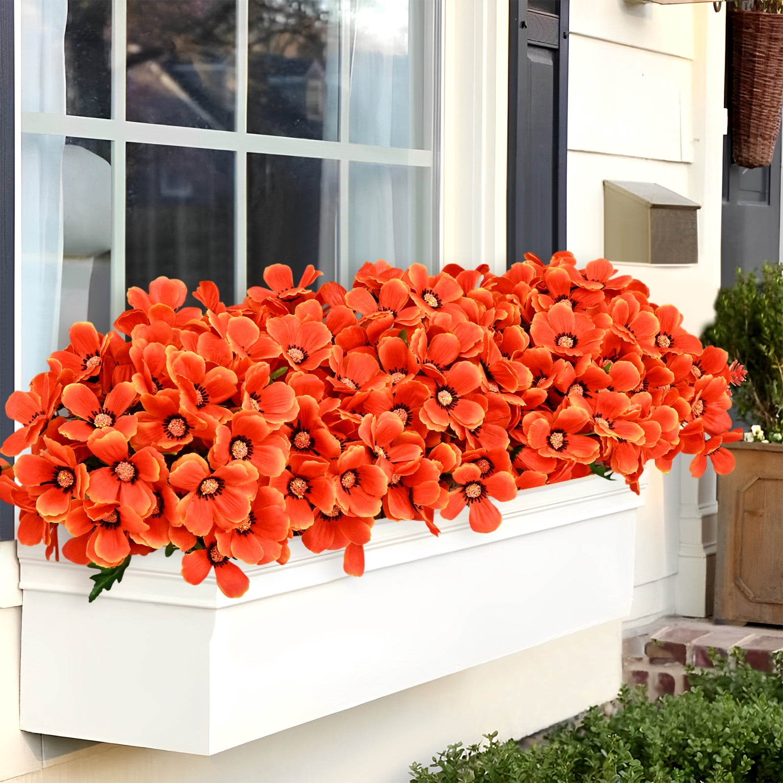 Waipfaru 8 Pack Artificial Flowers for Outdoor, UV Resistant Silk Fake Plants for Porch Patio Balcony Front Door Garden Decoration