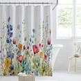 thumbnail image 2 of Extra Long 72"x84" Cute Purple Teal and Orange Blue Flowers Shower Curtain Set with Hooks Watercolor Botanical Bathroom Curtain Modern Minimalist Waterproof Bath Curtain Machine Washable, 2 of 6