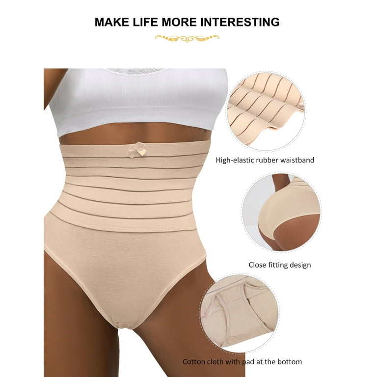 ohyeahlady Panty with Tummy Control for Women Postpartum High Waist  Shapewear Underwear Girdle Cotton Shaping Thong S 2 Pack 
