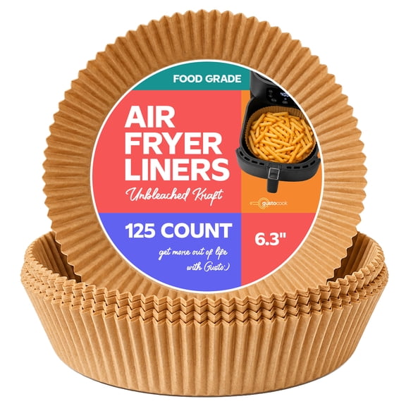 GUSTO 6.3-inch Round Air Fryer Liners, Disposable Non-Stick Unbleached Parchment Paper Basket Liners,125 Count