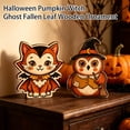 thumbnail image 5 of Vintage Halloween Decorations Colorful Retro Fall Wooden Figurines for Home Indoor Mantel Shelf Party Display Halloween Home Decor Gifts Set of 2, 5 of 6