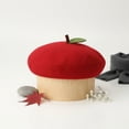 thumbnail image 5 of Jiibva Handmade Kawaii Beret Cartoon Beret Hat Green Leaves Fruit Berets French Style Beret Hats Cute Fruit Painter Hat Lolita Mori Cap for Women, 5 of 7