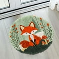thumbnail image 5 of Latch Hook Rug Kit Cartoon Fox and Mushroom Stamped Handmade Round Shape Carpet Crochet Yarn Craft DIY Hook and Latch Door Mat Tapestry for Home Floor Decor 50x50cm(2), 5 of 7