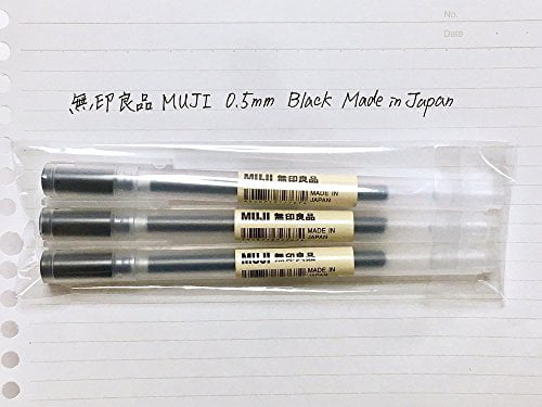 0.7 Japanese Stationery MUJI Gel Ink Ball Point Pen Black 10 Pens Set 0.38 0.5 