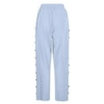 thumbnail image 5 of EDFBUYKRS Female Women Pants Casual Linen Pants Women Tall Long Women's Solid Color Elastic Waist Loose Side Buckle Decoration with Pockets At The Back Versatile Cropped Casual Pants Xxl, 5 of 8