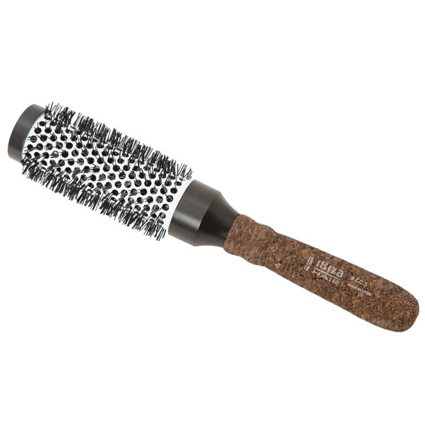 Ibiza Hair Cepillo redondo profesional de cerámica (CC3 50 mm) Cerdas de fibra de carbono/nylon y mango ergonómico de corcho Cepillo de pelo iónico resistente al calor para reducir el encrespamiento y