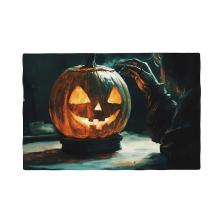 

Table Placemats Set of 4 - Halloween Witch Mysterious Pumpkin 12x18 In Faux Linen Double Heat Resistant Place Mats Cloth Indoor/Outdoor Placemats Washable Table Mats for Dining Kitchen Party