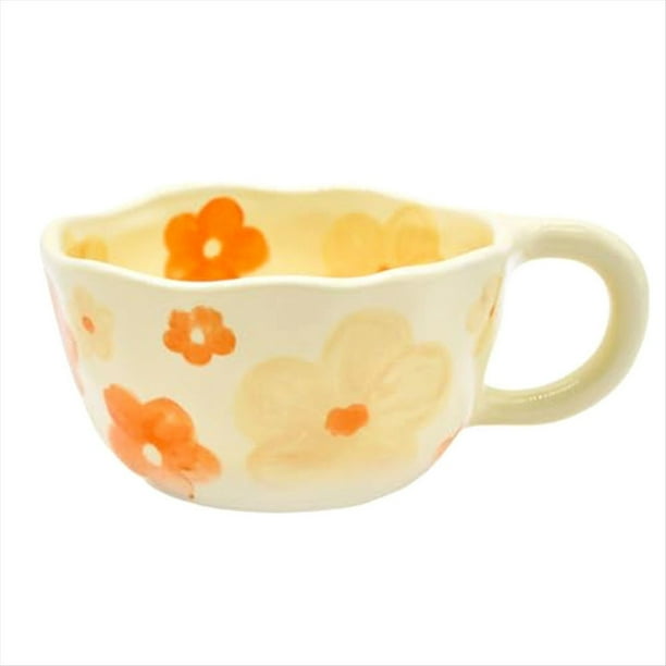 Elegante de Café de CeráMica Floral con Decoraciones Florales, Vasos de de 250 Ml para DecoracióN del Hogar,A