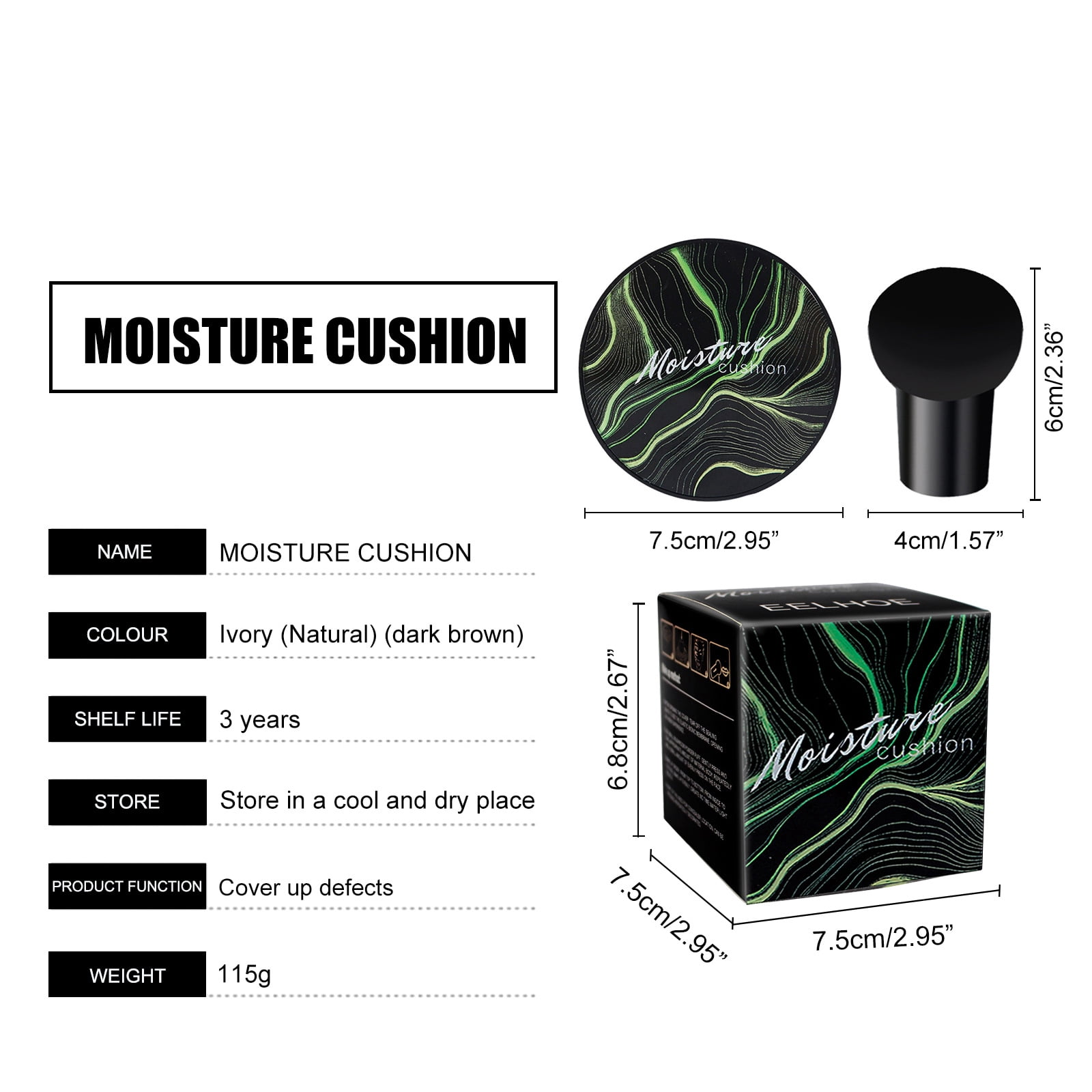 Alvantor CC Cream Foundation with Moisturizing Concealer and Mushroom Head Air Cushion, Long-Lasting Nude Makeup, Natural