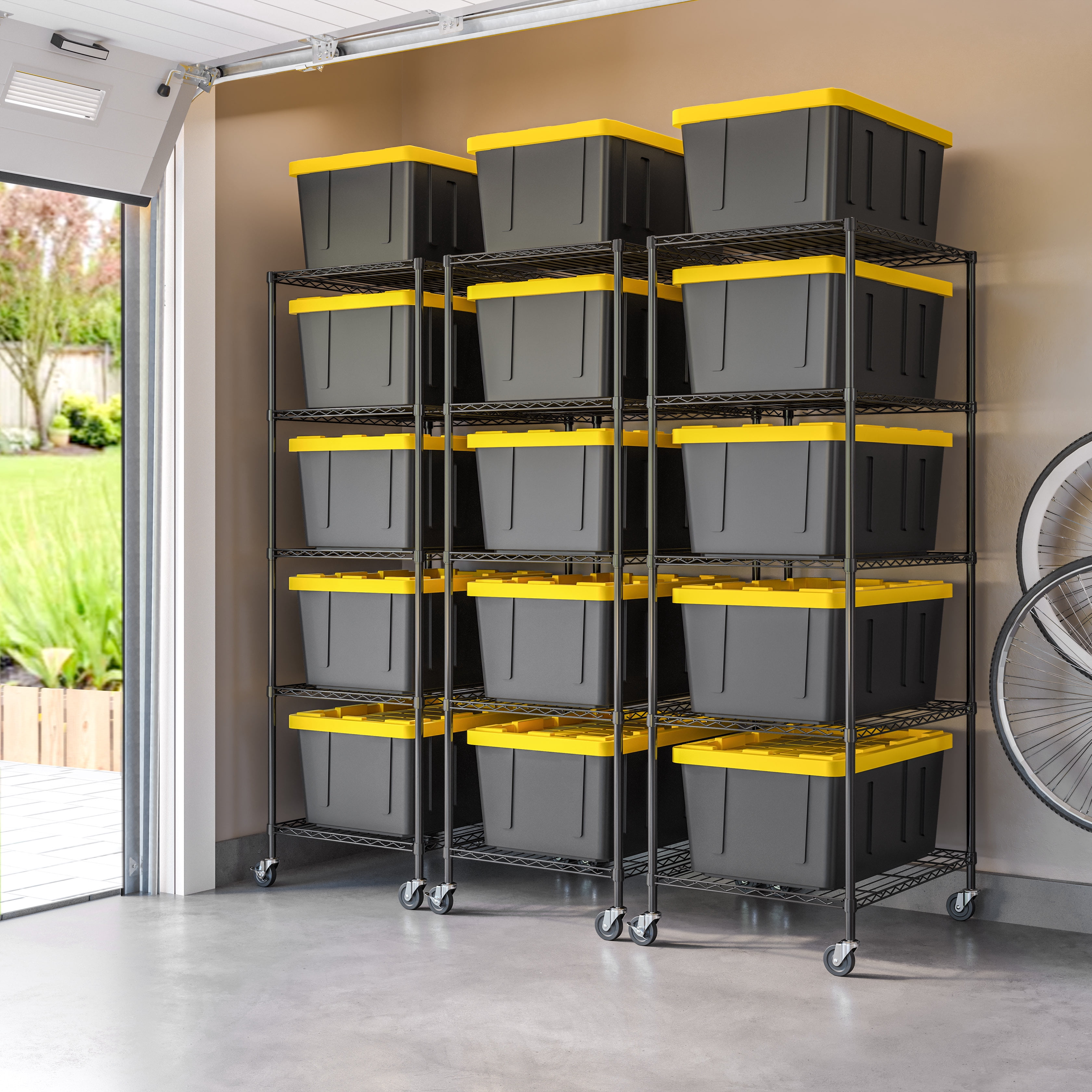 Seville Classics UltraDurable Heavy Duty NSF Solid Steel Wire Rack Storage Unit, Graphite, 5-Tier Tote Shelving, 25" W x 33" D
