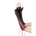 thumbnail image 5 of INSPIRE CHIC Women's Satin Lace Up Fingerless Gloves Solid Color Punk Arm Warmers One Size Black and Red Ribbon, 5 of 6
