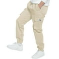 thumbnail image 4 of Akiihool Cargo Pants for Boys Boys Camo Pants Kids Pull On Drawstring Youth Camouflage Cargo Joggers(Khaki,9-10 Years), 4 of 6