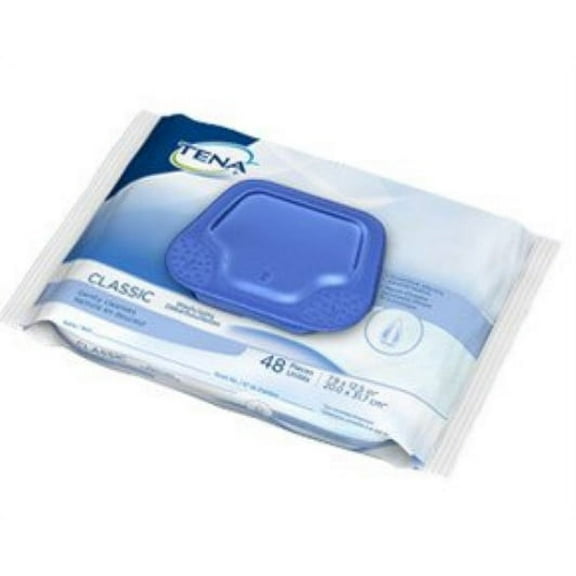 TENA ProSkin Classic Bath Wipes, Alcohol-Free, Soft Pack, 7.9" × 12.5", Aloe & Vitamin E, Case of 576 (12×48)
