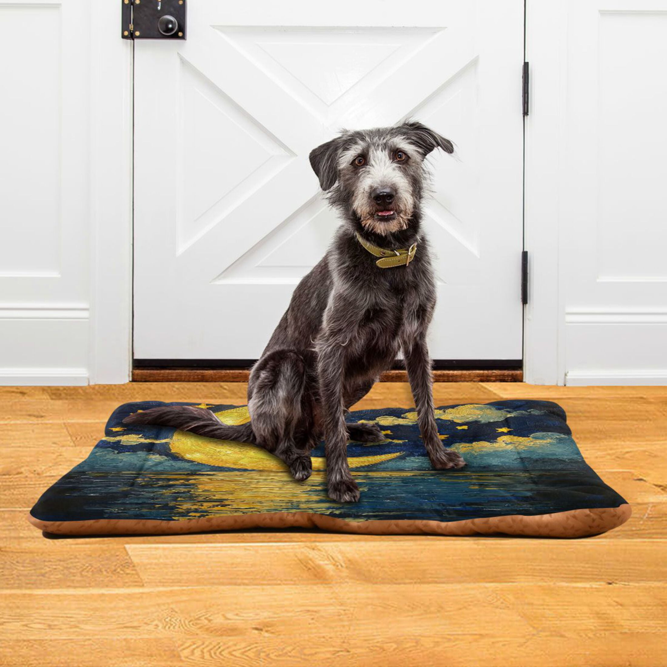 Qxltty Bright Moon over The Water Ped Pad Wear-resistant and Hard to Bite Through Sleeping Pad for Small Medium Large Dogs Winter Pet Bed 36×24in