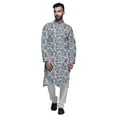 thumbnail image 1 of Atasi Button Down Asymmetric Printed Long Sleeve Rayon Kurta Pyjama Set, 1 of 4