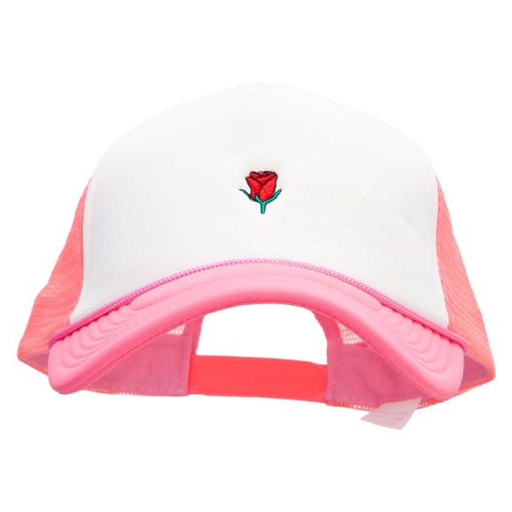 Mini Rose Symbol Neon Polyester Foam Front Big Size Mesh Cap - Neon Pink XL-3XL