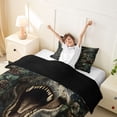 thumbnail image 3 of Metsweet Animal Dino T-Rex Twin Duvet Cover, Pine Cone Leaves Twin Bedding, Green Brown,Black Reversible,2pcs,1 Duvet Cover and 1 Pillowcase, 3 of 6