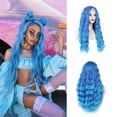 thumbnail image 1 of Peluca azul Peluca ondulada natural larga Peluca azul ondulada de agua sintética Peluca de fibra resistente al calor para fiesta diaria de Halloween Cosplay, 1 of 5