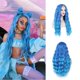 thumbnail image 1 of Peluca azul Peluca ondulada natural larga Peluca azul ondulada de agua sintética Peluca de fibra resistente al calor para fiesta diaria de Halloween Cosplay, 1 of 5
