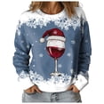 thumbnail image 3 of Futezty Sweaters for Women Christmas Graphic Oversized Sweatshirts Fleece Funny Pullover Party Holiday Tops with Bows, 3 of 9